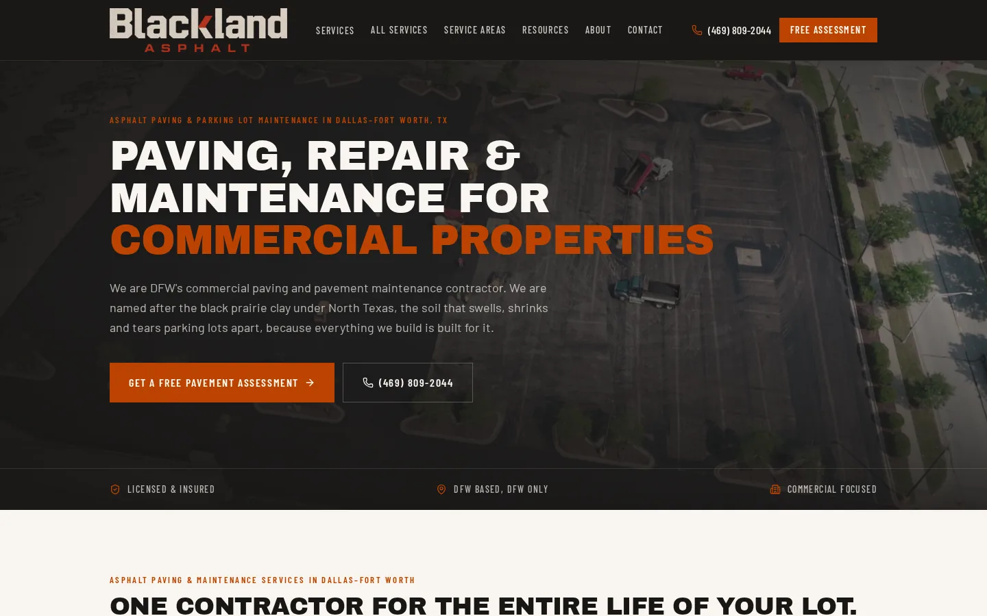 Blackland Asphalt website homepage