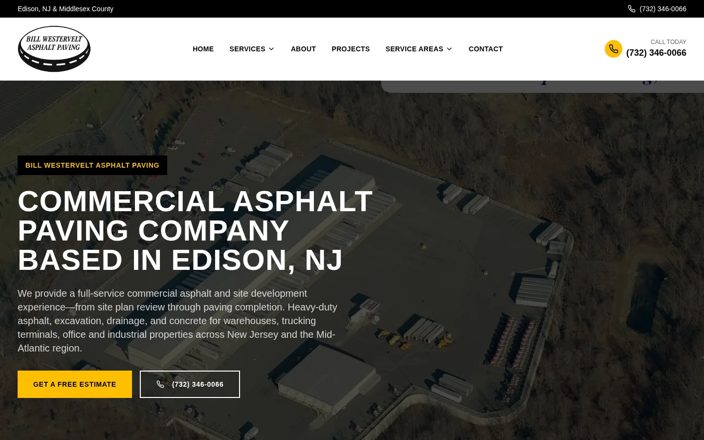 Bill Westervelt Asphalt Paving website homepage